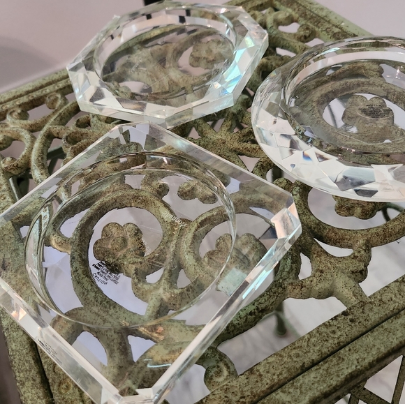 Set of 3 Handmade Crystal Candleholders - Picture 2 of 5